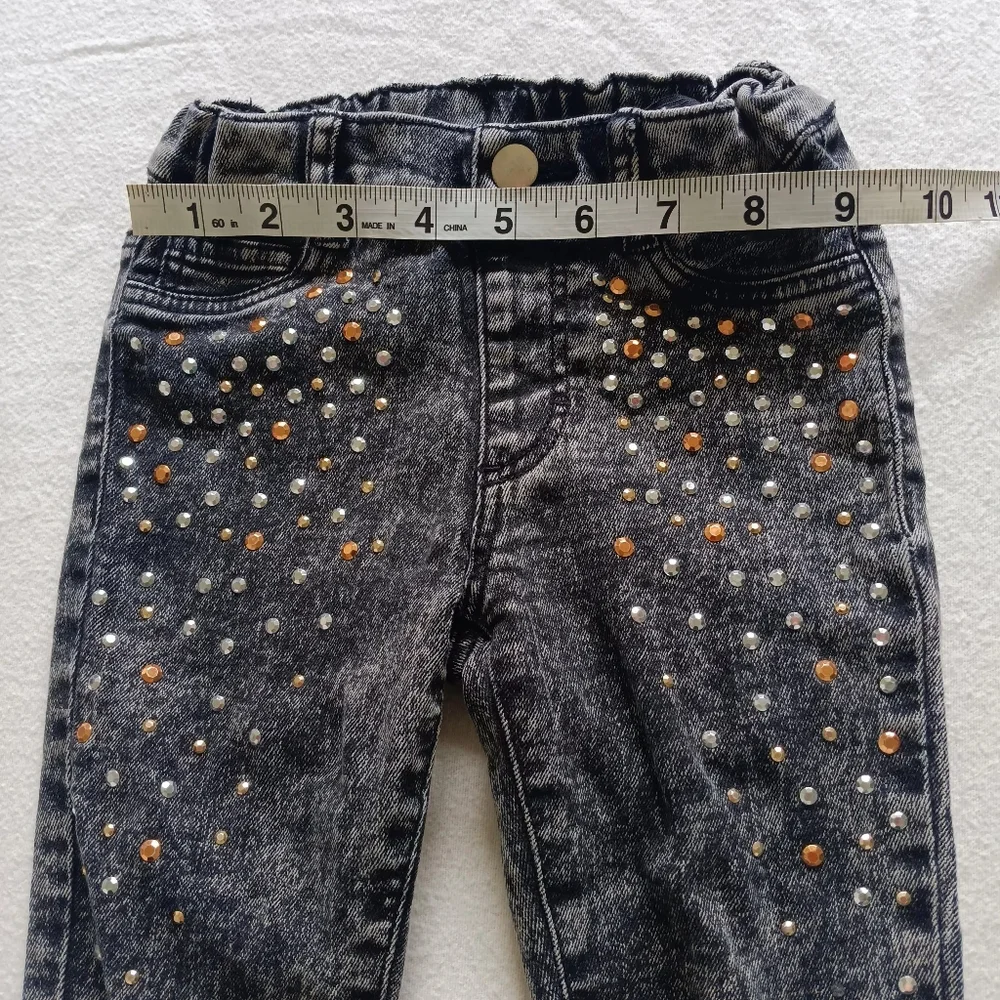 H&M Sz 3-4T Gray Skinny Jeans with Distressed Pattern Re